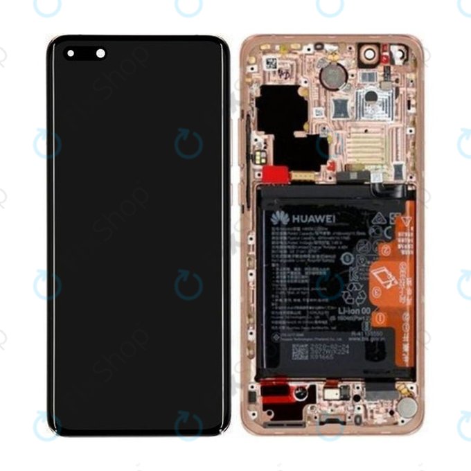 Συγκρότημα οθόνης με μπαταρία για + Fingerprint Sensor Huawei P40 Pro, 02353PJL, Blush Gold, Service Pack