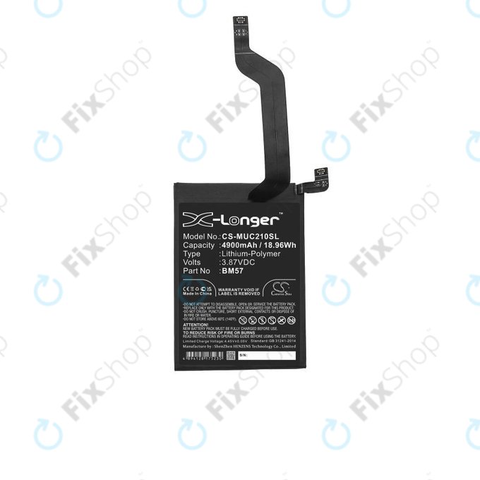 Μπαταρία για Xiaomi Redmi Note 10 Pro M2101K6G, M2101K6R, BM57, 4900mAh, HQ