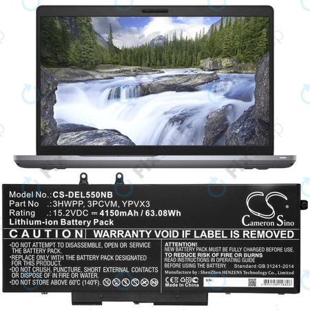 Μπαταρία για Dell Latitude 5501, Latitude 5401, Latitude 14 5410, Latitude 15 5511, 4150mAh, Li-Ion, 15.2V, 3HWPP, HQ