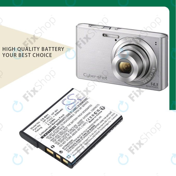 Μπαταρία για Sony Cyber-Shot DSC-TX20, TX9, 630mAh, Li-Ion, 3.7V, NP-BN1, HQ