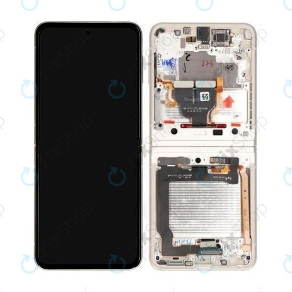 Συγκρότημα οθόνης για Samsung Z Flip 3, F711B, GH82-27243B, GH82-27244B, Cream, Service Pack