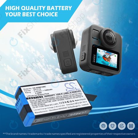 Μπαταρία για GoPro Max, Max 360, Acbat-001, 1400mAh, Li-Ion, 3.85V, SPCC1B, HQ