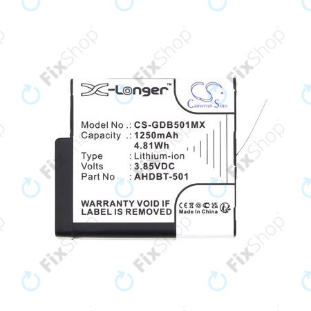 Μπαταρία για Gopro Hero 8, Hero 6, 1250mAh, Li-Ion, 3.85V, AHDBT-501, HQ