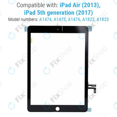 Οθόνη αφής για iPad Air, iPad (5th Gen 2017), Μαύρο, Black