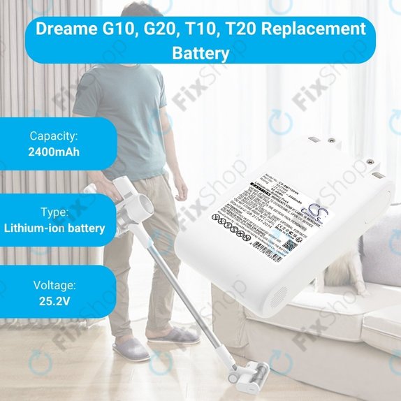 Μπαταρία για Xiaomi Dreame T10, T20, 3027689, 25.2V, 2400mAh, HQ