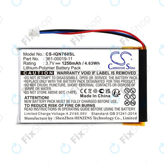 Μπαταρία για Garmin Nüvi 700, 710, 760, 765, Nuvi 3590, 1250mAh, Li-Pol, 3.7V, 361-00019-11, HQ