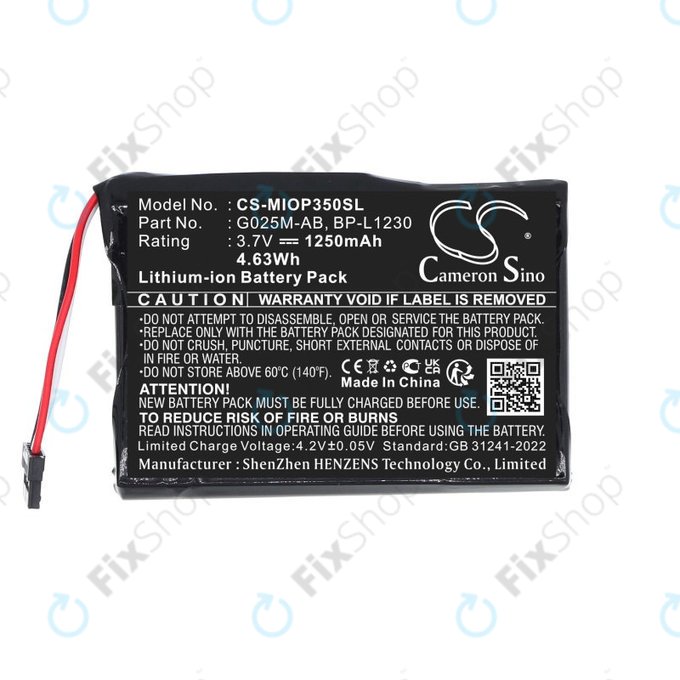 Μπαταρία για Mitac Mio P350, P550, 1250mAh, Li-Ion, 3.7V, BL-LP1230, HQ