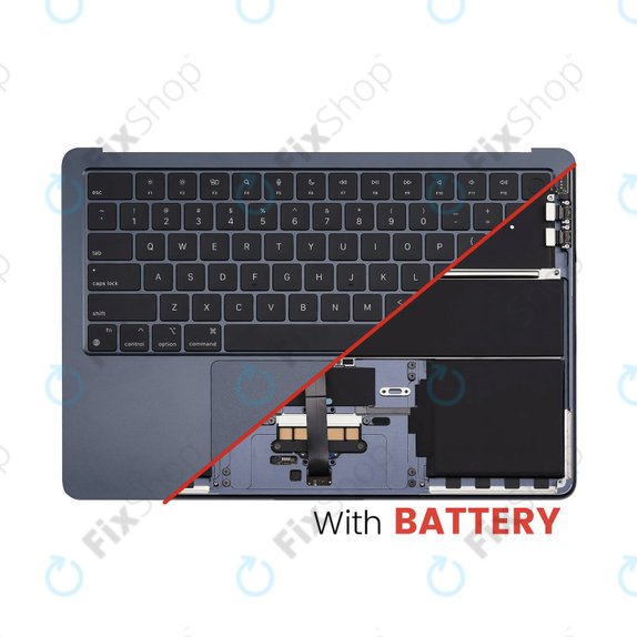 Άνω πλαίσιο πληκτρολογίου για MacBook Air 13", A3113 (2024), με πληκτρολόγιο US και μπαταρία, Midnight, 661-40230, Genuine Apple