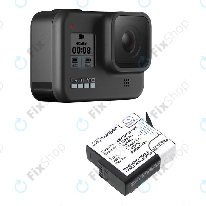 Μπαταρία για Gopro Hero 8, Hero 6, 1250mAh, Li-Ion, 3.85V, AHDBT-501, HQ