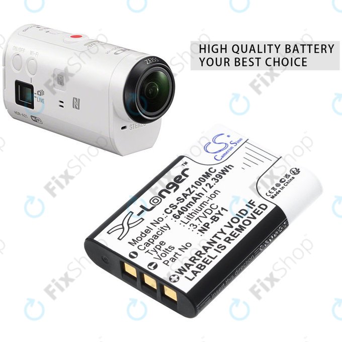 Μπαταρία για Sony HDR-AZ1, 640mAh, Li-Ion, 3.7V, NP-BY1, HQ