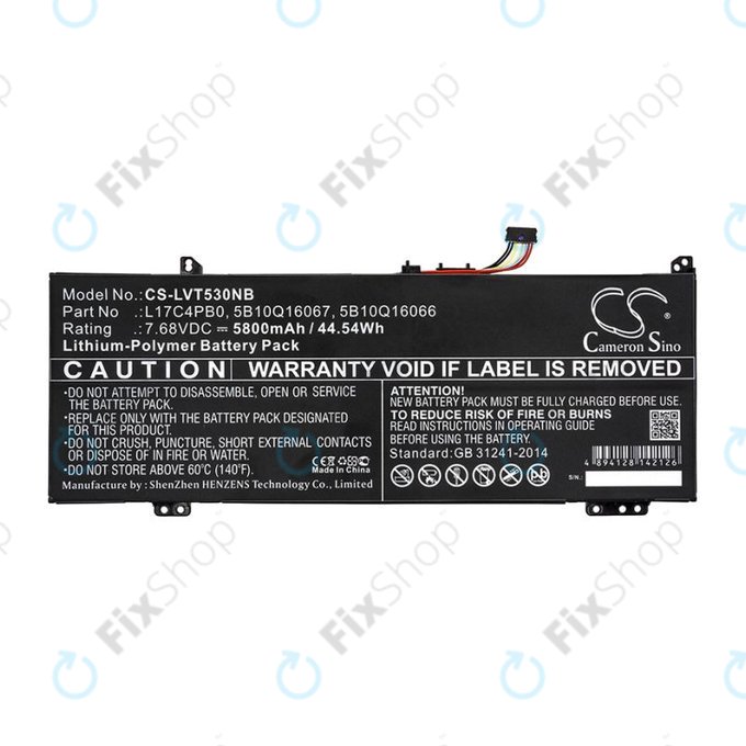 Μπαταρία για Lenovo Air 14, Flex 6, Ideapad 530, Yoga 530, 5800mAh, Li-Pol, 7.68V, L17C4PB0, HQ