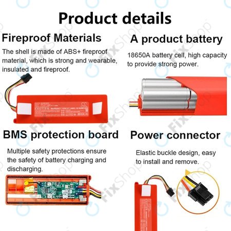 Μπαταρία για Xiaomi Roborock E-series, Q-series, S-series, BRR-2P4S-5200, 14.4V, 5200mAh, HQ