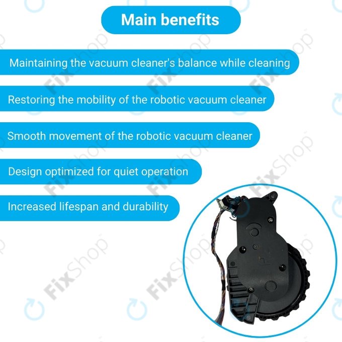 Τροχός με Κινητήρα (Δεξιός) για Xiaomi Roborock S5 Max | S6 Pure | S7 | Μαύρο | Black