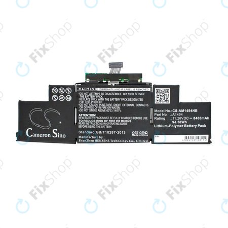 Μπαταρία για MacBook Pro 15", Τέλη 2013 – Μέσα 2014, A1398, A1494, 8400mAh, HQ