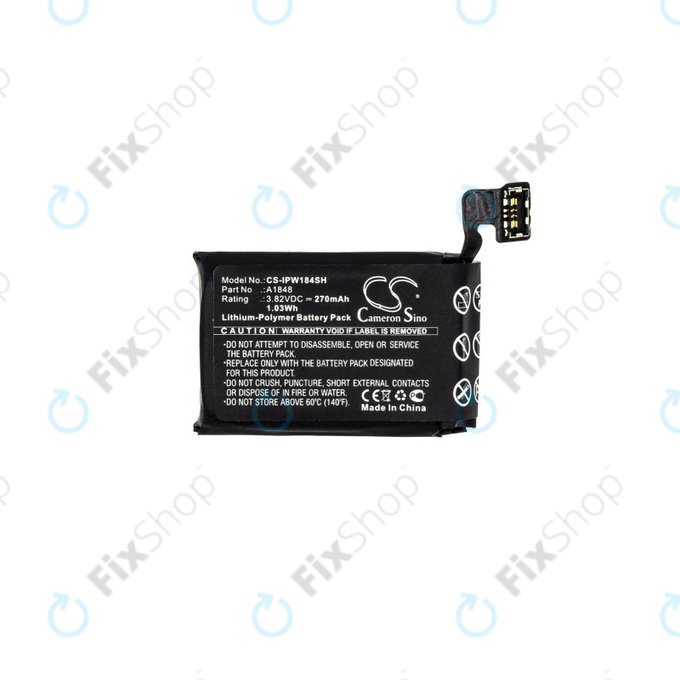 Μπαταρία για Apple Watch 3 38 mm, 270mAh, GPS + Cellular Version, Li-Pol, 3.82 V, A1848, HQ