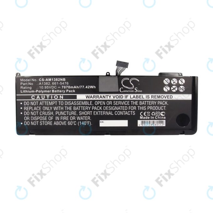 Μπαταρία για MacBook Pro 15", Αρχές 2011 – Μέσα 2012, A1286, A1382, 7070mAh, HQ