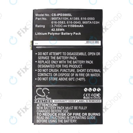 Μπαταρία για iPad 3, iPad 4, 969TA110H, A1389, 616-0593, 11500mAh, HQ