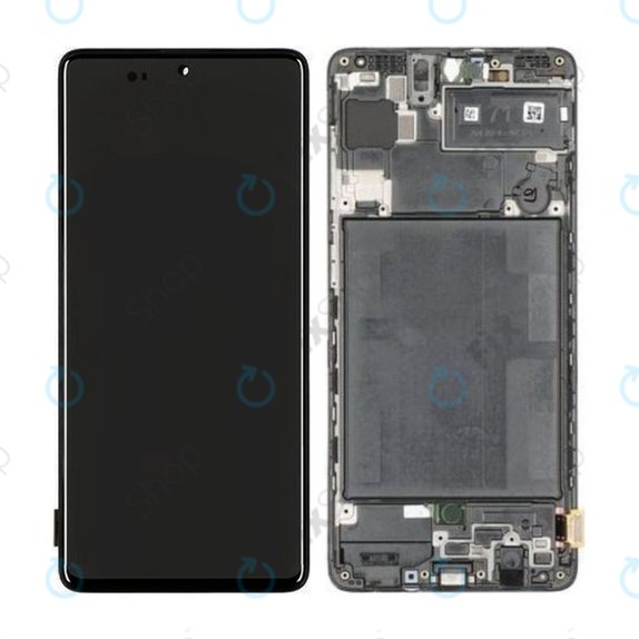 Συγκρότημα οθόνης για Samsung A71, A715F, GH82-22152A, GH82-22248A, Prism Crush Black, Service Pack