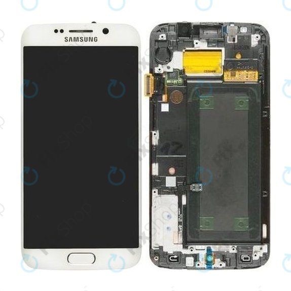 Συγκρότημα οθόνης για Samsung S6 Edge, G925F, GH97-17162B, GH97-17317B, GH97-17334B, White Pearl, Service Pack