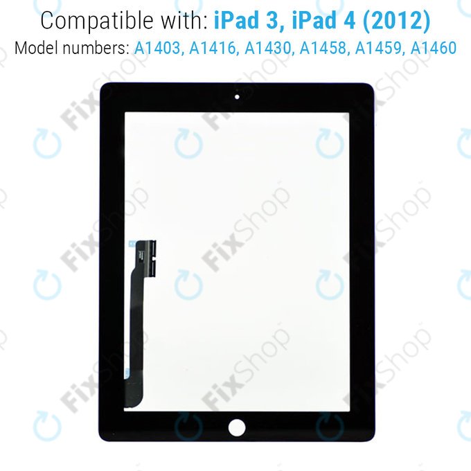 Οθόνη αφής για iPad 3, iPad 4, Μαύρο, Black