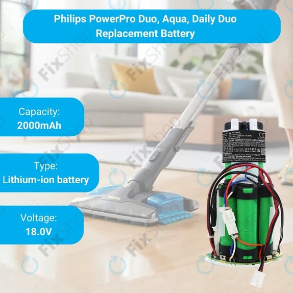 Μπαταρία για Philips PowerPro Duo FC6163, FC6164, FC6167, FC6168, FC6169, FC6171, PowerPro Aqua FC6404, FC6405, Daily Duo FC6161, 69-2008-009-223, 18V, 2000mAh, HQ