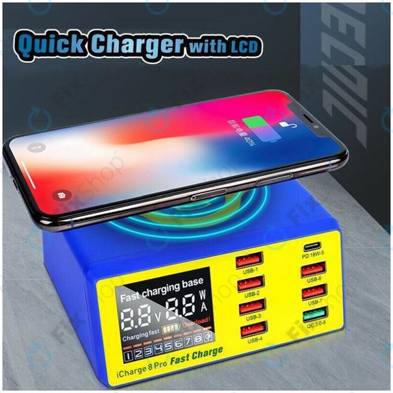 Σταθμός Φόρτισης USB με USB-C, USB 3.0 & Ασύρματο Φορτιστή για Mechanic iCharge 8 Pro