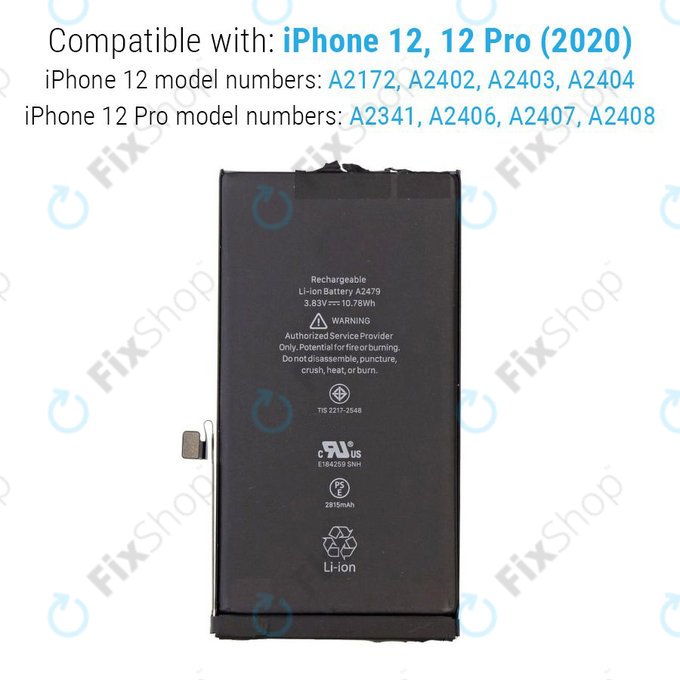 Μπαταρία για iPhone 12, 12 Pro, A2479, 2815mAh, Service Pack
