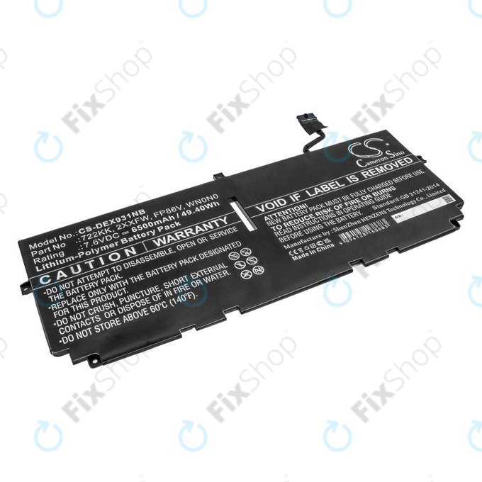 Μπαταρία για Dell XPS 13 9300, 9380, 9310, 6500mAh, Li-Pol, 7.6V, 2XXFW, HQ