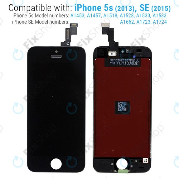 Οθόνη για iPhone 5S, SE, Black, Αφής με πλαίσιο