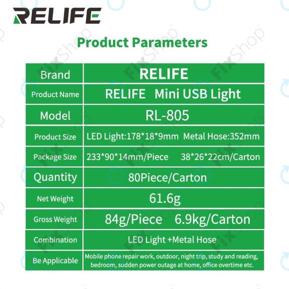 USB Μίνι Λάμπα LED για Relife RL-805