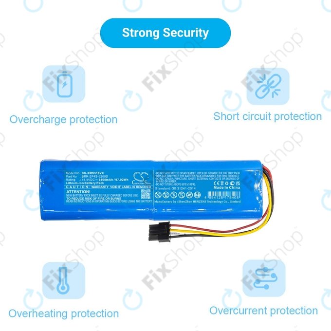 Μπαταρία για Xiaomi Roborock S-series, T-series, Q-series, BRR-2P4S-6800, 14.4V, 6800mAh, HQ