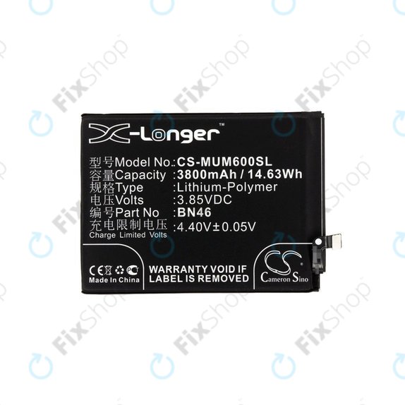 Μπαταρία για Xiaomi Redmi Note 8T, 3800mAh, Li-Pol, 3.85 V, BN46, HQ