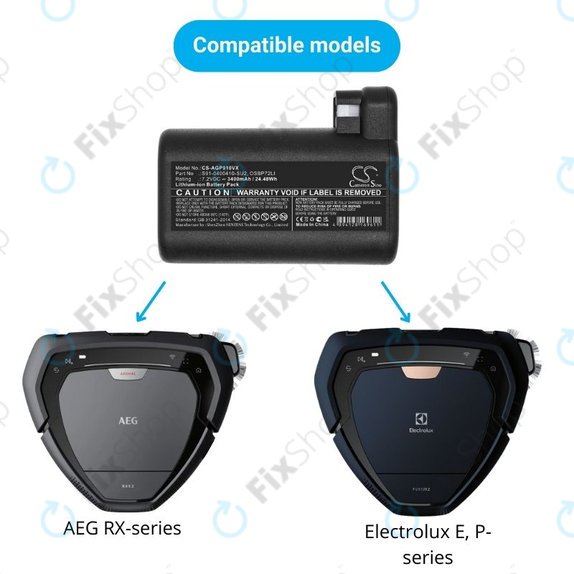 Μπαταρία για AEG RX-series, Electrolux E, P-series, S91-0400410-SU2, OSBP72LI, OSBP72LI25, 7.2V, 3400mAh, HQ