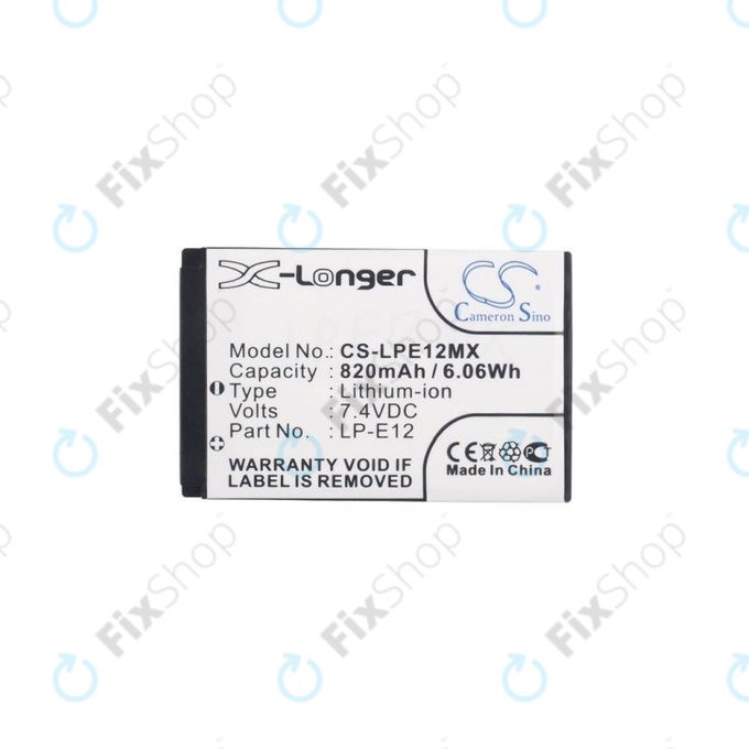 Battery για Canon EOS 100D | M | M2 | M10 | M50 | M100 | Kiss X7 | SL1 | PowerShot SX70 HS | Rebel SL1 | LP-E12 | Li-Ion | 820mAh | HQ