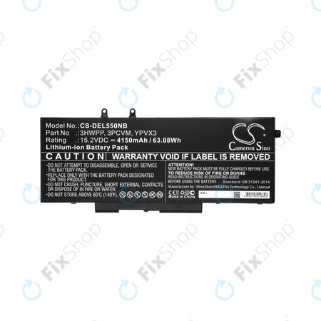 Μπαταρία για Dell Latitude 5501, Latitude 5401, Latitude 14 5410, Latitude 15 5511, 4150mAh, Li-Ion, 15.2V, 3HWPP, HQ