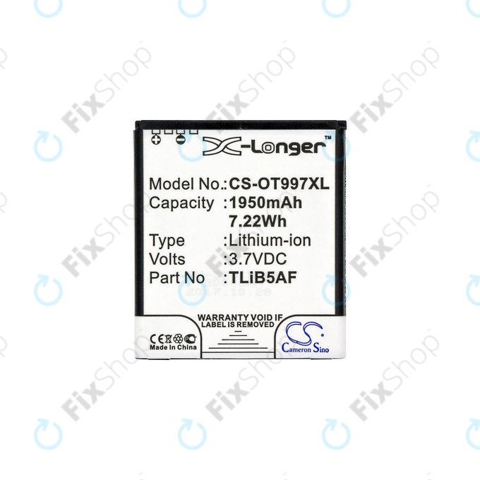 Μπαταρία για Alcatel One Touch 997, X Pop, TCL S710, S800, 1950mAh, Li-Ion, 3.7V, TLiB5AF, HQ