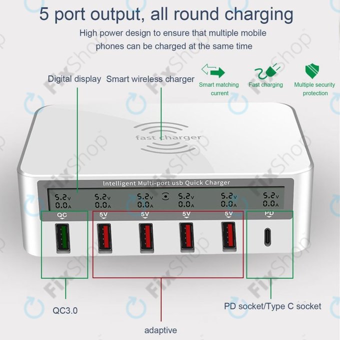WLX-818F Σταθμός φόρτισης σέρβις με USB 3.0 και USB-C