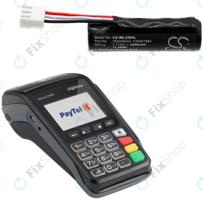 Μπαταρία για Ingenico IWL220, 255, 258, 280, Ingenico MOVE 2500, 3000, 3500, 3400mAh, Li-Ion, 3.7V, 295006044, HQ