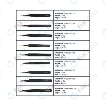 Σετ Αντιστατικών Λαβίδων από Ανοξείδωτο Ατσάλι 9in1