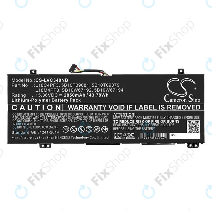 Μπαταρία για Lenovo Ideapad C340, Ideapad Flex, 2850mAh, Li-Pol, 15.36V, L18C4PF3, HQ