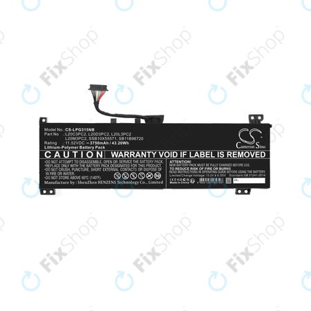 Μπαταρία για Lenovo IdeaPad Gaming 3, 3750mAh, Li-Pol, 11.52V, L20C3PC2, HQ