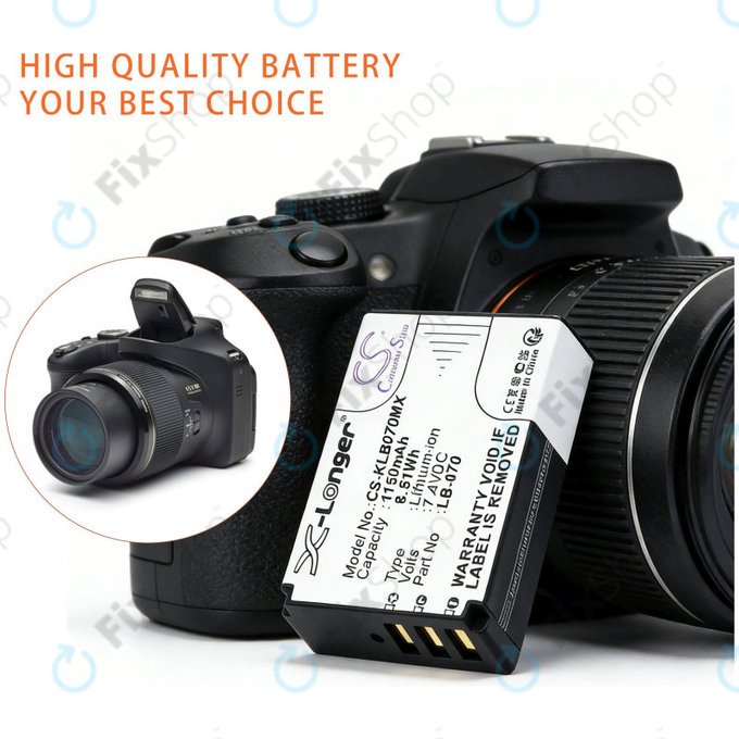 Μπαταρία για Kodak PIXPRO S1, AZ651, AZ652, AZ901, 1150mAh, Li-Ion, 7.4V, LB-070, HQ