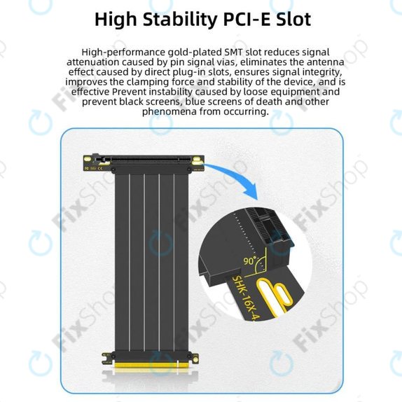 Καλώδιο riser PCIe 4.0 x16 για κάρτα γραφικών, 20cm, μαύρο