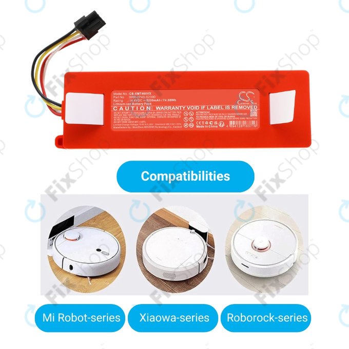 Μπαταρία για Xiaomi Roborock E-series, Q-series, S-series, BRR-2P4S-5200, 14.4V, 5200mAh, HQ