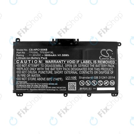 Μπαταρία για HP Pavilion 14, 15, X360, 3600mAh, Li-Ion, 11.55V, TF03XL, HQ