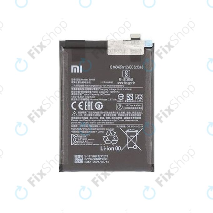 Μπαταρία για Xiaomi Redmi Note 10, Note 10S M2101K7BG M2101K7BI, BN59, 5000mAh, 46020000645Z, Service Pack