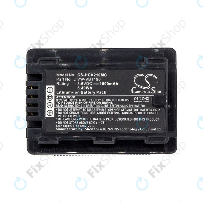 Μπαταρία για Panasonic HC-V210, 1500mAh, Li-Ion, 3.6V, VW-VBT190, HQ