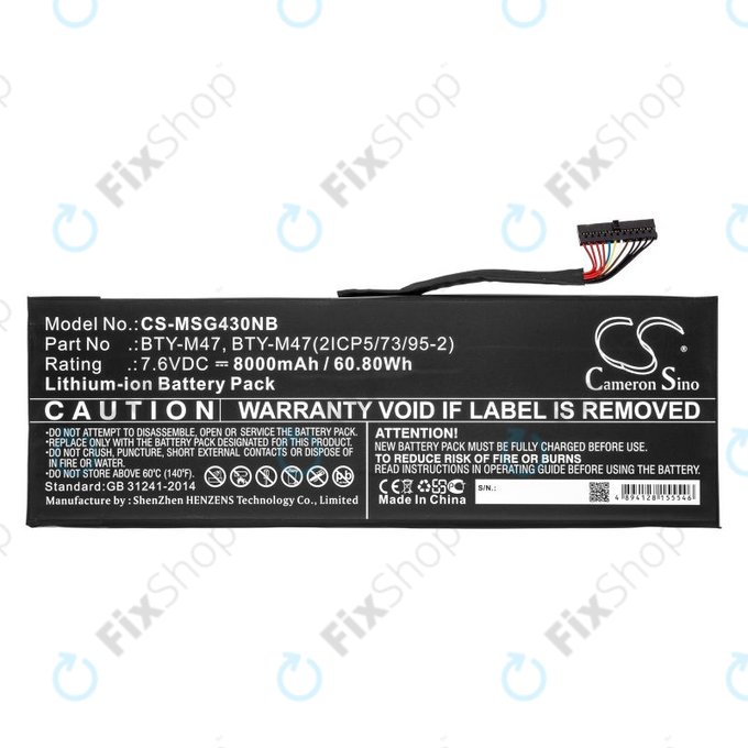 Μπαταρία για MSI GS40, GS43, MS14, 8000mAh, Li-Ion, 7.6V, BTY-M47, HQ