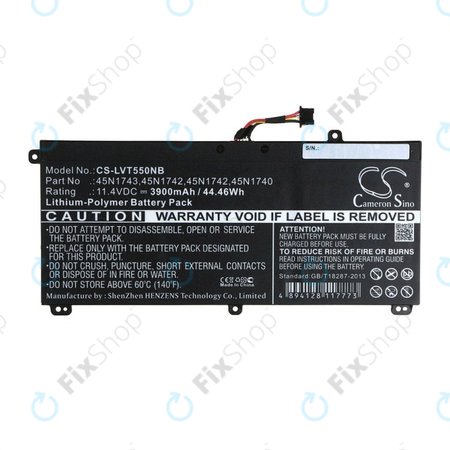 Μπαταρία για Lenovo ThinkPad T550, T560, W550, 3900mAh, Li-Pol, 11.4V, 45N1743, HQ