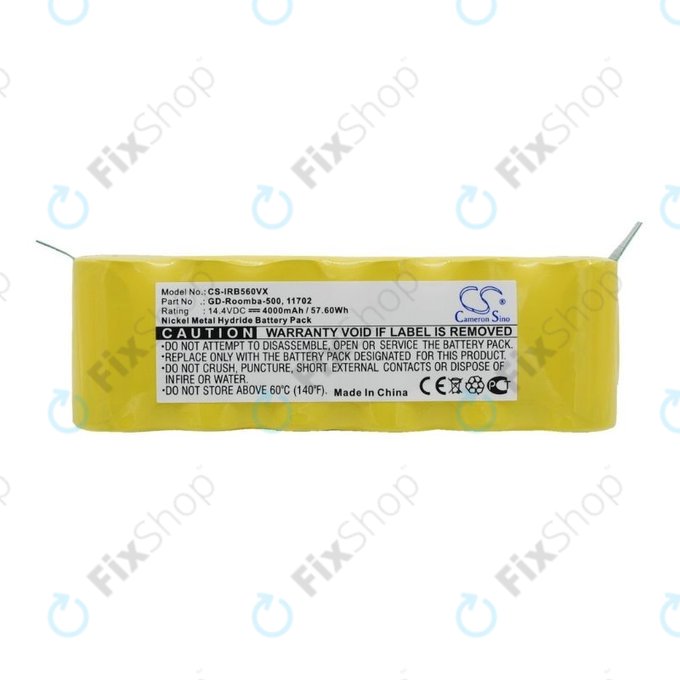 Μπαταρία για iRobot Roomba 500, 600, 700, 800, 900-series, R3, Scooba 450, Vileda 137173, 11702, GD-Roomba-500, VAC-500NMH-33, 14.4V, 4000mAh, HQ